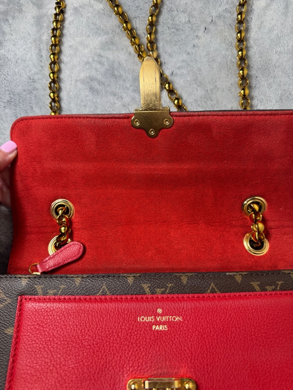 Louis Vuitton Monogram Victoire Cerise Red Chain Shoulder Bag -  Entrupy COA - Picture 11 of 17